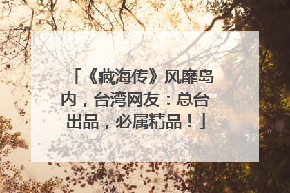 《藏海传》风靡岛内，台湾网友：总台出品，必属精品！