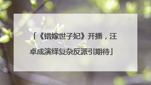 《错嫁世子妃》开播，汪卓成演绎复杂反派引期待