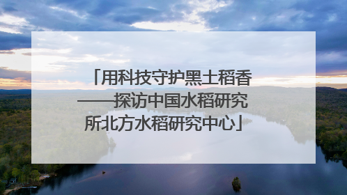 用科技守护黑土稻香——探访中国水稻研究所北方水稻研究中心