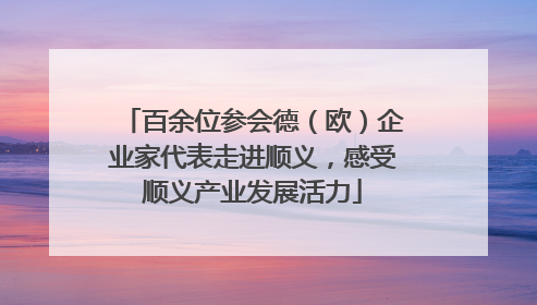 百余位参会德（欧）企业家代表走进顺义，感受顺义产业发展活力