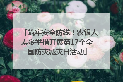 筑牢安全防线！农银人寿多举措开展第17个全国防灾减灾日活动