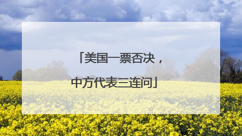 美国一票否决，中方代表三连问