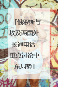 俄罗斯与埃及两国外长通电话 重点讨论中东局势