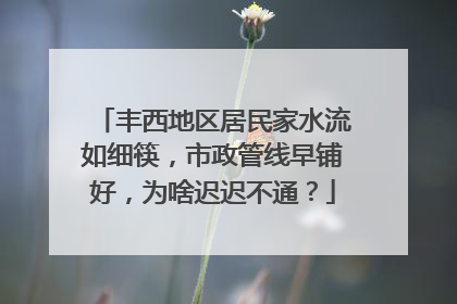 丰西地区居民家水流如细筷，市政管线早铺好，为啥迟迟不通？