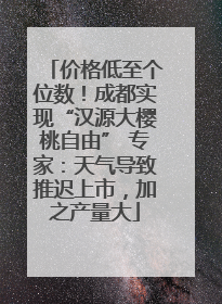 价格低至个位数！成都实现“汉源大樱桃自由” 专家：天气导致推迟上市，加之产量大