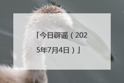 今日辟谣（2025年7月4日）