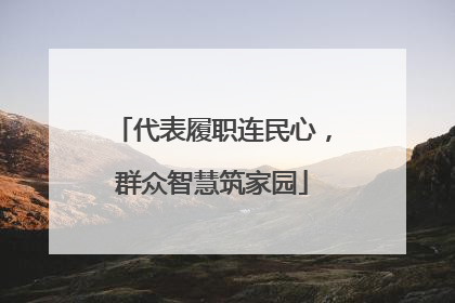 代表履职连民心，群众智慧筑家园