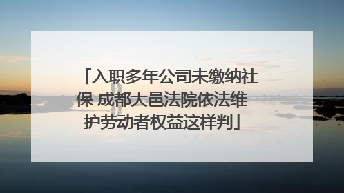 入职多年公司未缴纳社保 成都大邑法院依法维护劳动者权益这样判