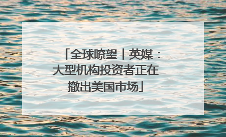 全球瞭望丨英媒：大型机构投资者正在撤出美国市场