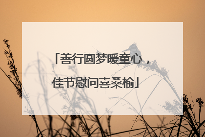 善行圆梦暖童心，佳节慰问喜桑榆