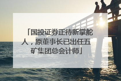 国投证券正待新掌舵人，原董事长已出任五矿集团总会计师
