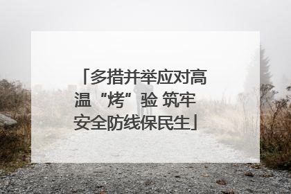 多措并举应对高温“烤”验 筑牢安全防线保民生