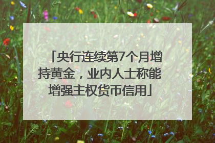 央行连续第7个月增持黄金，业内人士称能增强主权货币信用