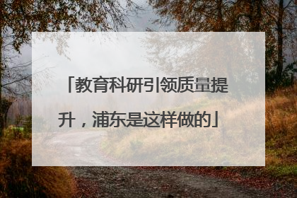 教育科研引领质量提升，浦东是这样做的