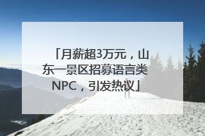 月薪超3万元，山东一景区招募语言类NPC，引发热议