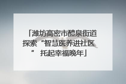 潍坊高密市醴泉街道探索“智慧医养进社区” 托起幸福晚年