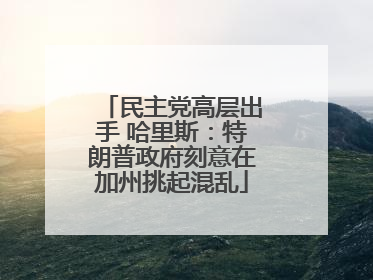 民主党高层出手 哈里斯：特朗普政府刻意在加州挑起混乱