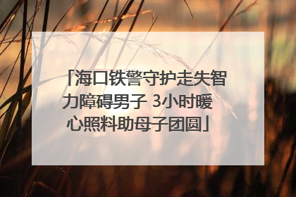 海口铁警守护走失智力障碍男子 3小时暖心照料助母子团圆