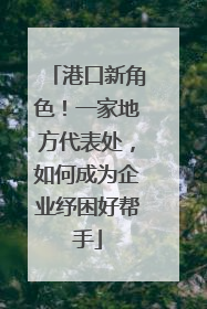 港口新角色！一家地方代表处，如何成为企业纾困好帮手