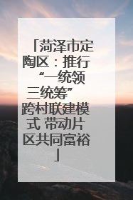 菏泽市定陶区：推行“一统领 三统筹” 跨村联建模式 带动片区共同富裕