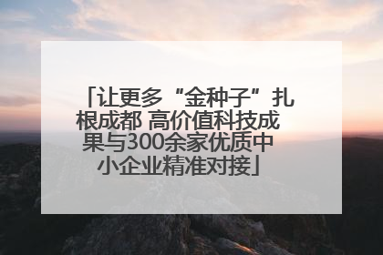 让更多“金种子”扎根成都 高价值科技成果与300余家优质中小企业精准对接