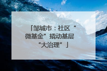 邹城市：社区“微基金”撬动基层“大治理”