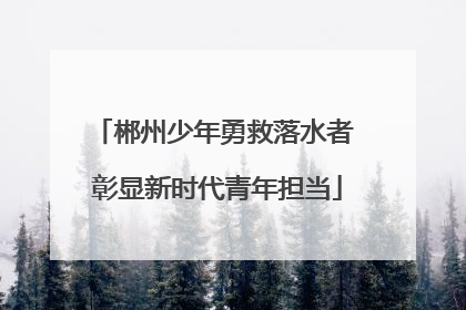 郴州少年勇救落水者 彰显新时代青年担当