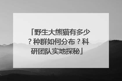 野生大熊猫有多少？种群如何分布？科研团队实地探秘