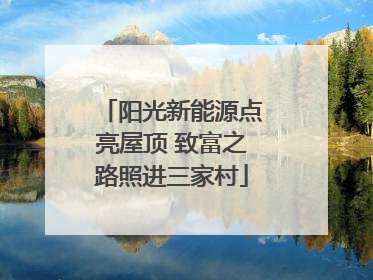 阳光新能源点亮屋顶 致富之路照进三家村