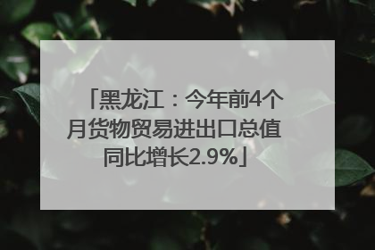 黑龙江：今年前4个月货物贸易进出口总值同比增长2.9%