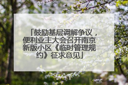 鼓励基层调解争议，便利业主大会召开南京新版小区《临时管理规约》征求意见