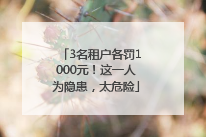 3名租户各罚1000元!这一人为隐患,太危险