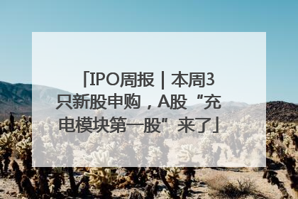 IPO周报｜本周3只新股申购，A股“充电模块第一股”来了